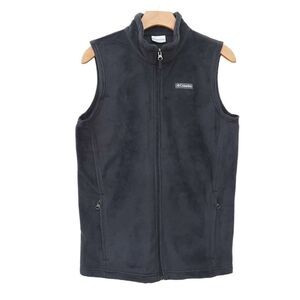 Columbia Fleece Vest Youth XL 18/20 Gray Full Zip High Neck Lightweight Pockets